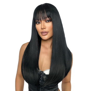 Perucă lungă cu păr drept și breton, stil Ruili, model 481, fibre rezistente la temperatură, confecționare mecanică