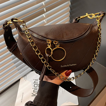 Haoang Unisex PU saddle bag s lancem remenom, zatvaranje na zip, unutarnja džep s zipom