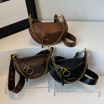 Haoang Unisex PU saddle bag s lancem remenom, zatvaranje na zip, unutarnja džep s zipom
