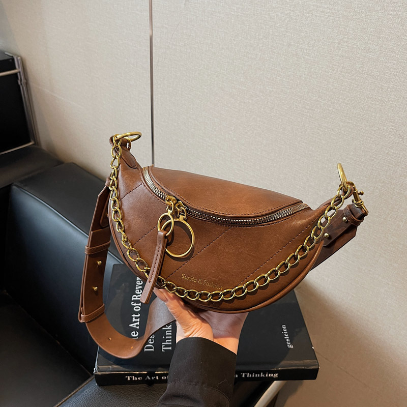 Haoang Unisex PU saddle bag s lancem remenom, zatvaranje na zip, unutarnja džep s zipom