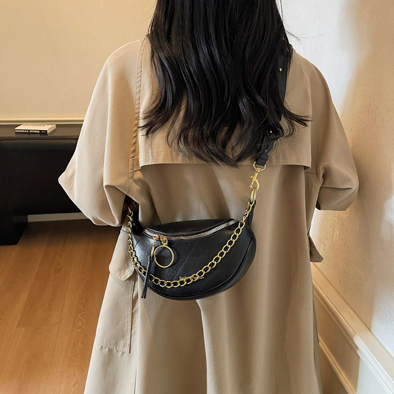 Haoang Unisex PU saddle bag s lancem remenom, zatvaranje na zip, unutarnja džep s zipom