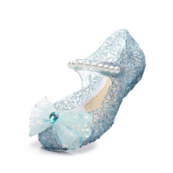 Sandale prințesă pentru fete, cu funda, închidere Velcro, parte superioară PVC și talpă PVC, design inspirat de Elsa