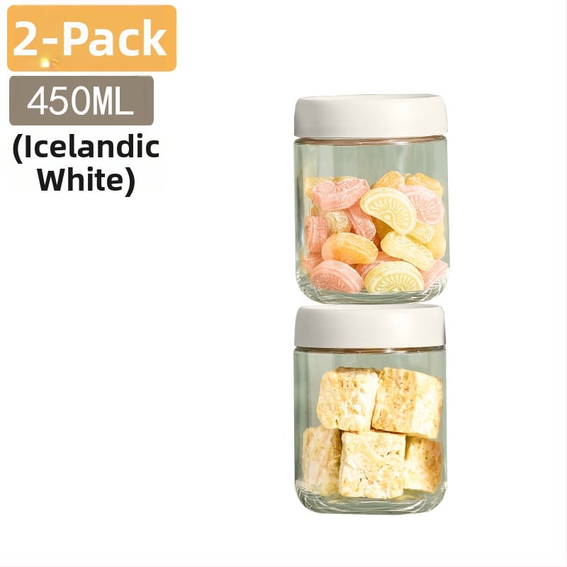 Стъклени запечатани буркани за съхранение на храна, кръгла форма, до 300 мл, модерен минималистичен стил.