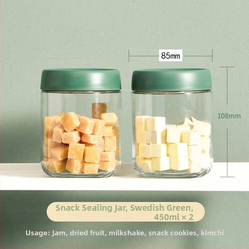 Стъклени запечатани буркани за съхранение на храна, кръгла форма, до 300 мл, модерен минималистичен стил.