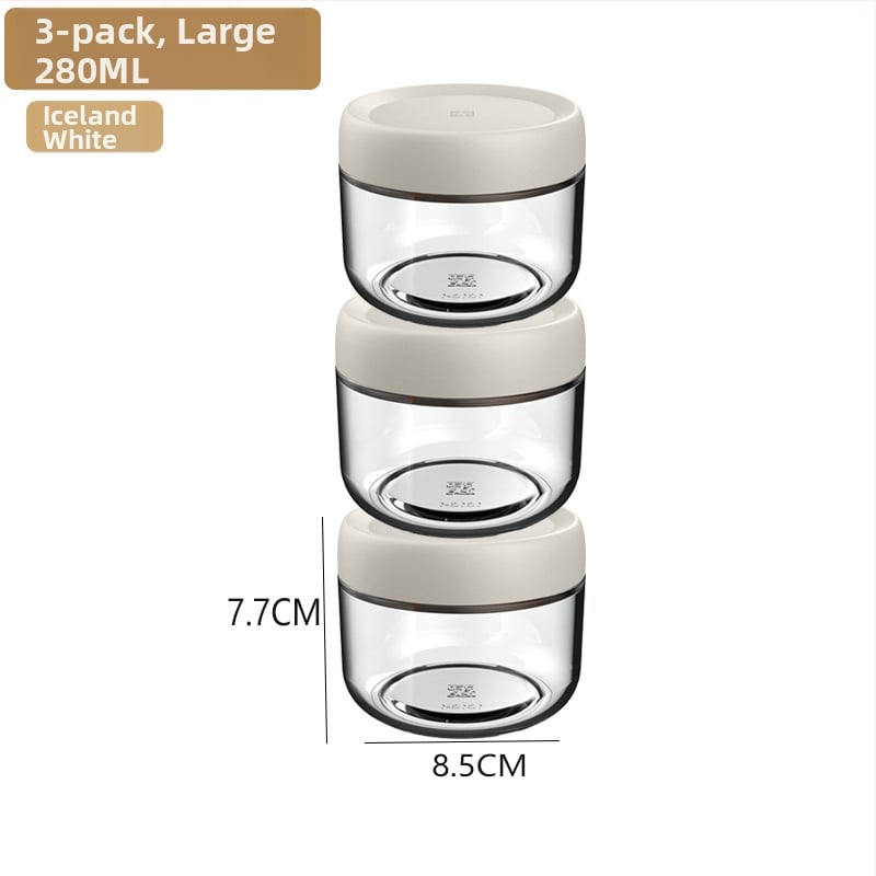 Стъклени запечатани буркани за съхранение на храна, кръгла форма, до 300 мл, модерен минималистичен стил.