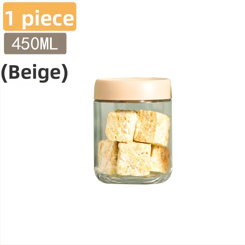 Стъклени запечатани буркани за съхранение на храна, кръгла форма, до 300 мл, модерен минималистичен стил.