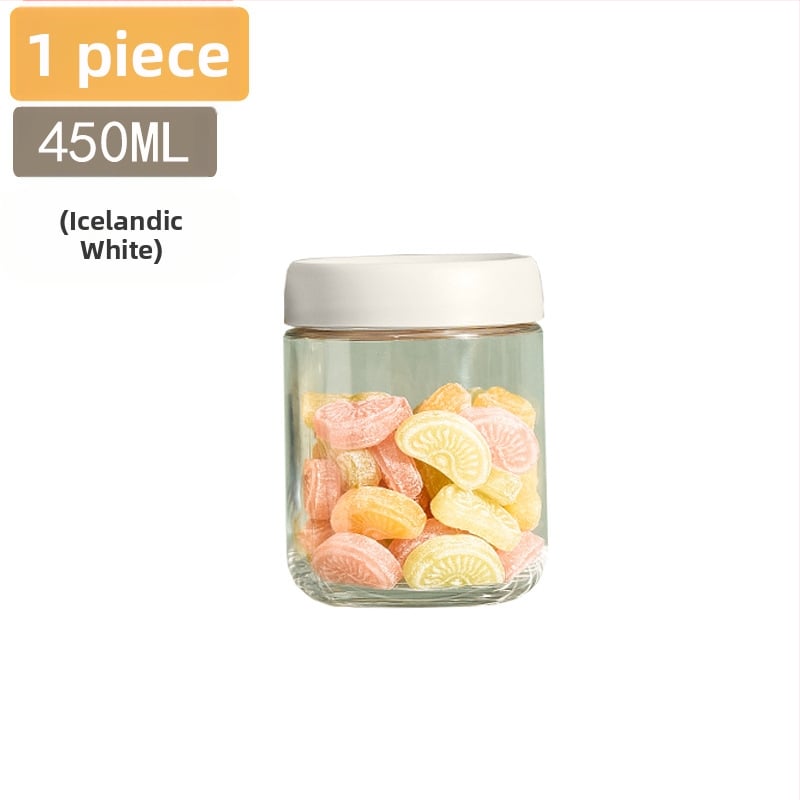 Стъклени запечатани буркани за съхранение на храна, кръгла форма, до 300 мл, модерен минималистичен стил.