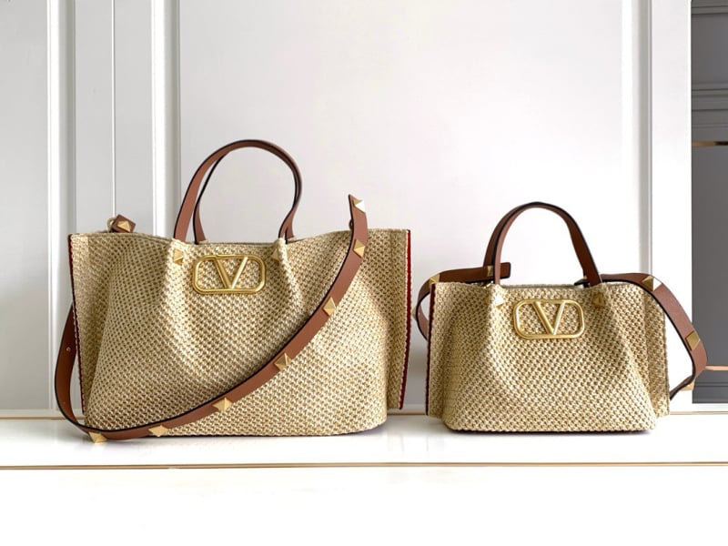 Torba tote od rafije, euro-američki retro stil, podstava od kože krave, proljetno izdanje 2025, šifra proizvoda 9865