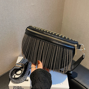 Ženska PU torba s tasselom – ulični stil, zatvarač, džep za telefon, vanjski patch džep