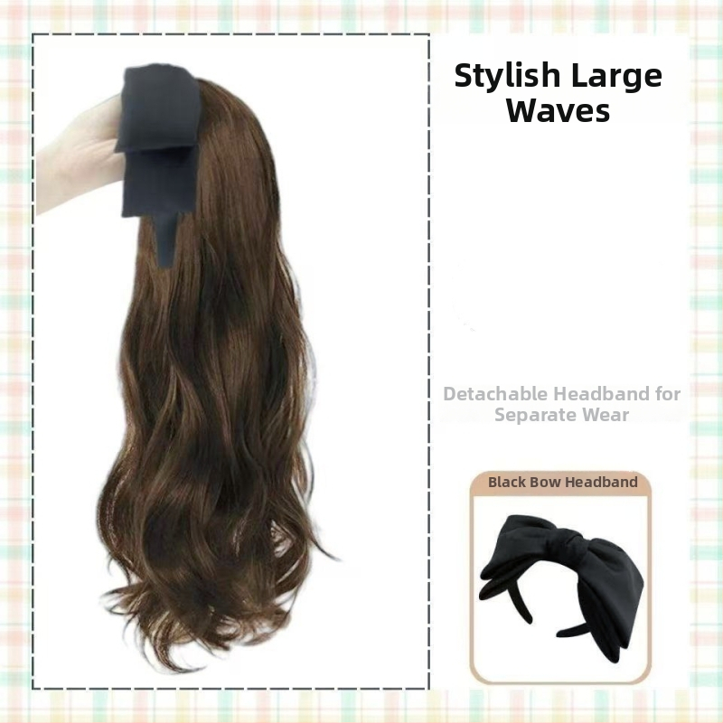 Fejbandás paróka, hosszú haj, egy darabos, levehető félfej dizájn, matt selyem haj, frufru egyenes vagy ferde