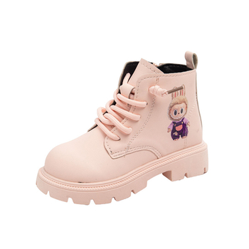 Ghete Martin pentru fete, model Cartoon, partea superioară din piele sintetică, talpă din cauciuc, gleznă joasă, fermoar lateral (toamna 2025)