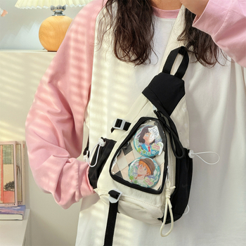 Geantă crossbody din material Oxford, închidere cu fermoar, buzunar exterior 3D și buzunar intern pentru documente