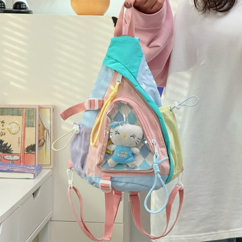 Geantă crossbody din material Oxford, închidere cu fermoar, buzunar exterior 3D și buzunar intern pentru documente