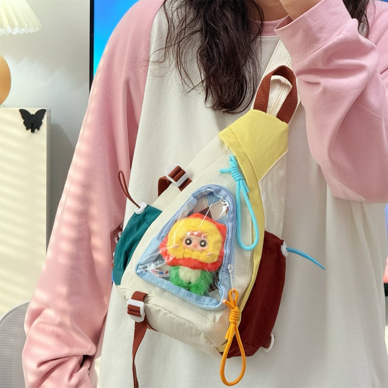 Geantă crossbody din material Oxford, închidere cu fermoar, buzunar exterior 3D și buzunar intern pentru documente