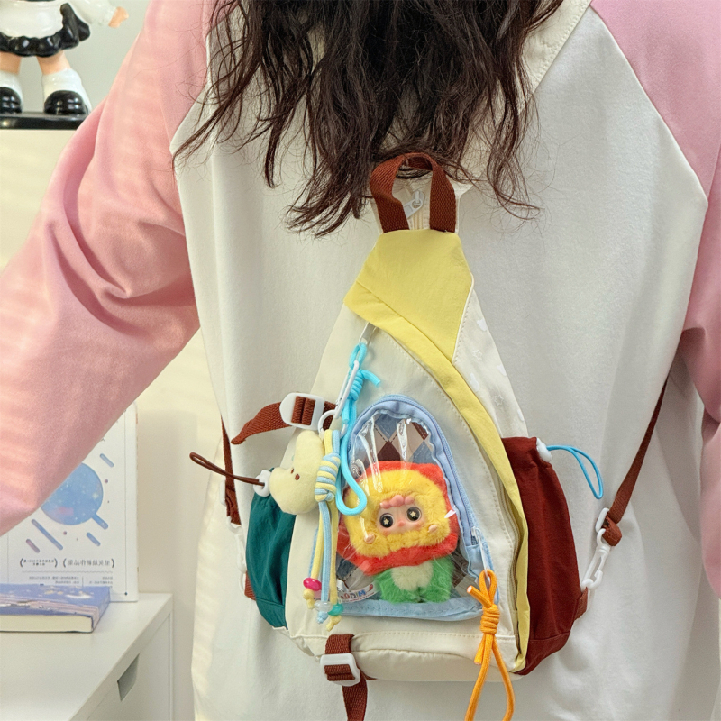 Geantă crossbody din material Oxford, închidere cu fermoar, buzunar exterior 3D și buzunar intern pentru documente