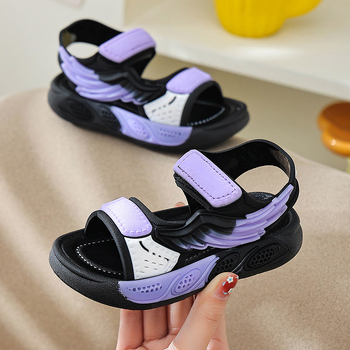 Sandale de plajă pentru copii, închidere Velcro, PVC partea superioară, PVC talpă, deget deschis, talpă antiderapant