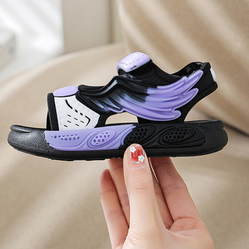 Sandale de plajă pentru copii, închidere Velcro, PVC partea superioară, PVC talpă, deget deschis, talpă antiderapant