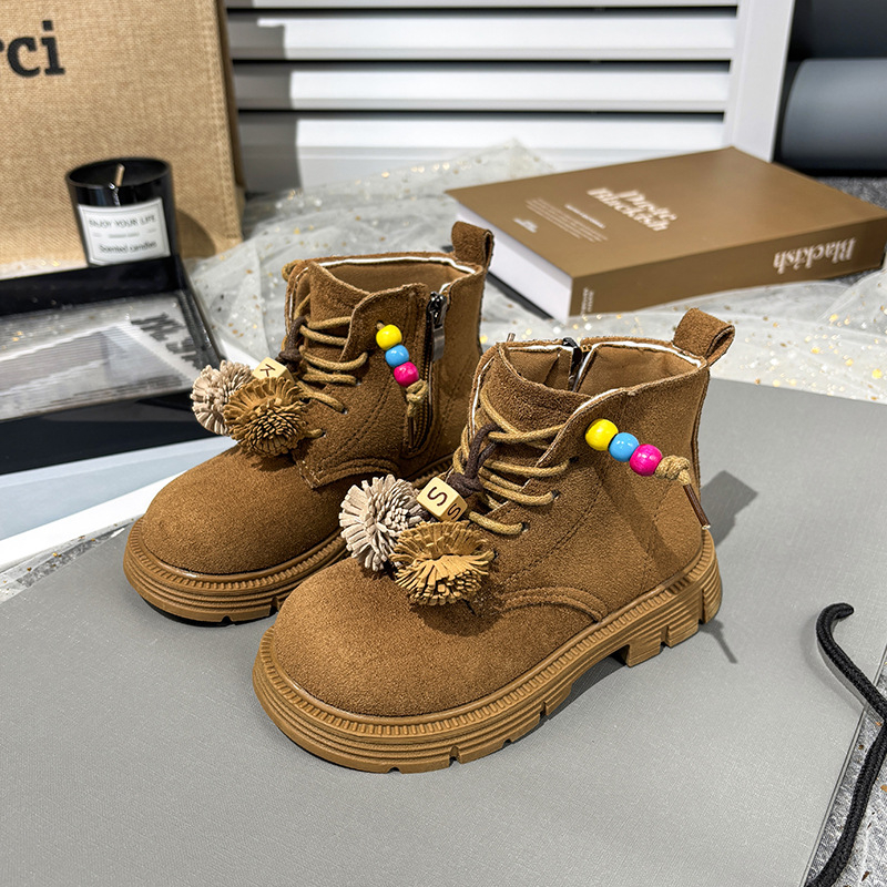 Dječje modne čizme, gornji dio od nubuk kože, gumena potplat, bočni zatvarač, niski zglob, unisex, korejski stil, za jesen/zimu/proljeće