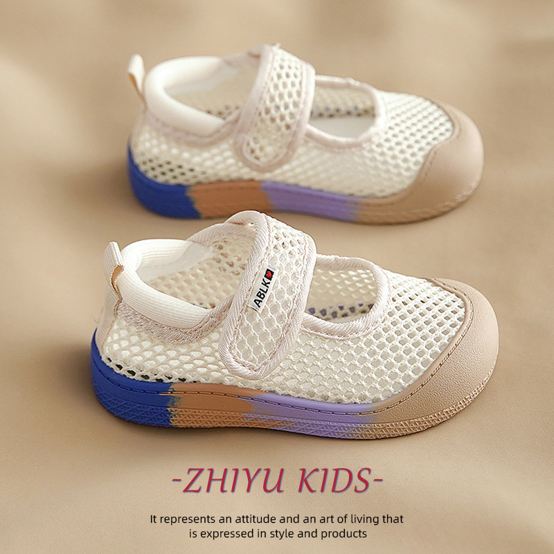 Sandale pentru copii, vară, din plasă respirabilă, închidere Velcro, talpă din cauciuc, pentru 12–36 de luni