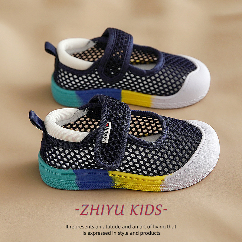 Sandale pentru copii, vară, din plasă respirabilă, închidere Velcro, talpă din cauciuc, pentru 12–36 de luni