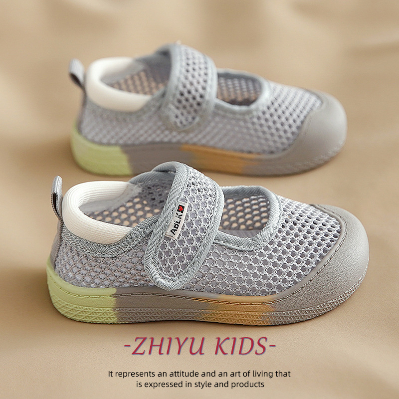 Sandale pentru copii, vară, din plasă respirabilă, închidere Velcro, talpă din cauciuc, pentru 12–36 de luni