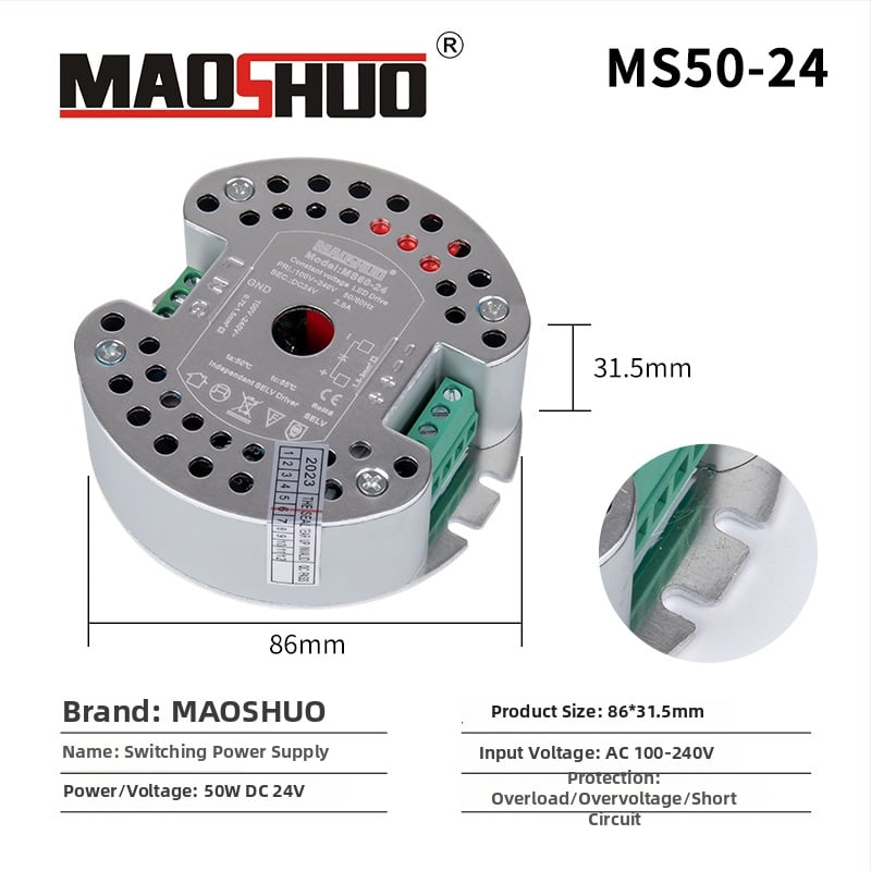 24V LED лентово захранване, с превключване, IP20, ефективност 92%