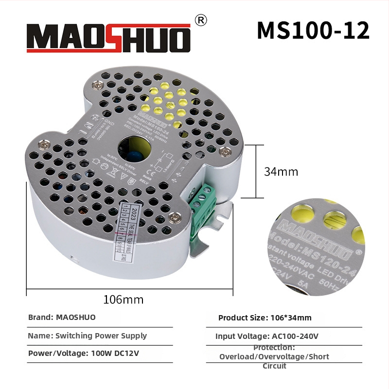 24V LED лентово захранване, с превключване, IP20, ефективност 92%