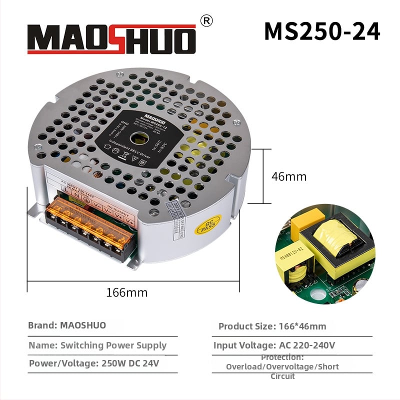 24V LED лентово захранване, с превключване, IP20, ефективност 92%