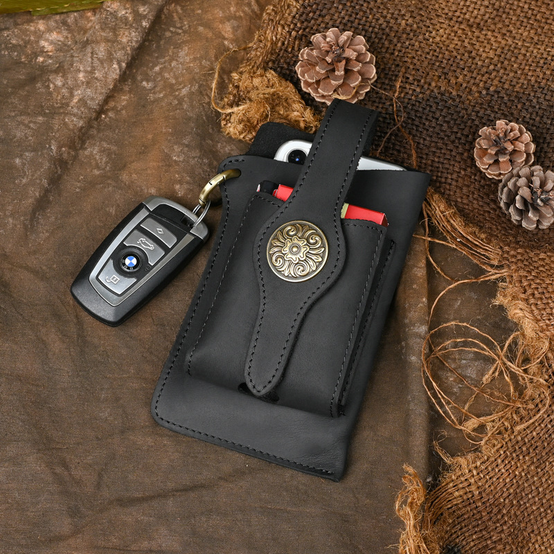 Gențiță de talie pentru bărbați din piele naturală, model YB020 Thunder Grass, stil literar și național, multifuncțională