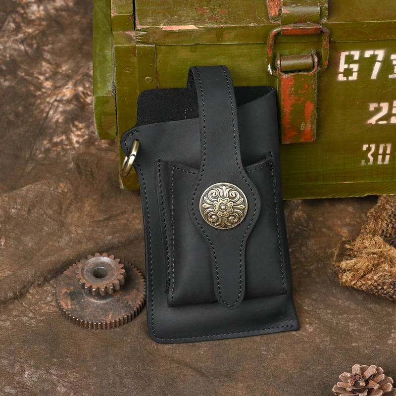 Gențiță de talie pentru bărbați din piele naturală, model YB020 Thunder Grass, stil literar și național, multifuncțională