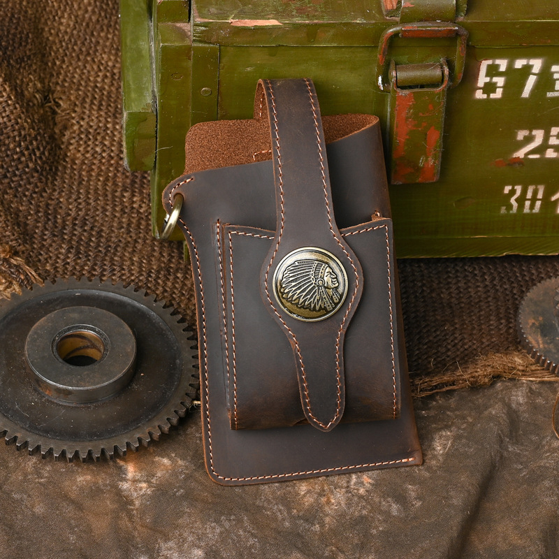 Gențiță de talie pentru bărbați din piele naturală, model YB020 Thunder Grass, stil literar și național, multifuncțională