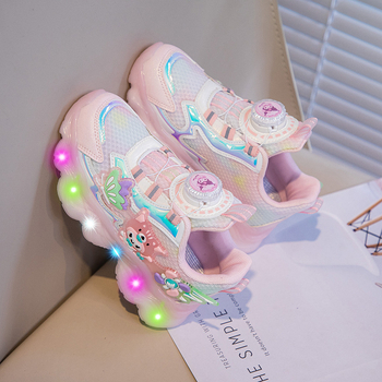 Pantofi sport pentru fete pentru alergare: partea superioară din plasă, talpă EVA, ușori, antiderapante, imprimeu desen animat