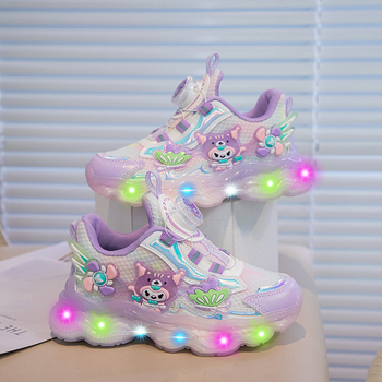 Pantofi sport pentru fete pentru alergare: partea superioară din plasă, talpă EVA, ușori, antiderapante, imprimeu desen animat