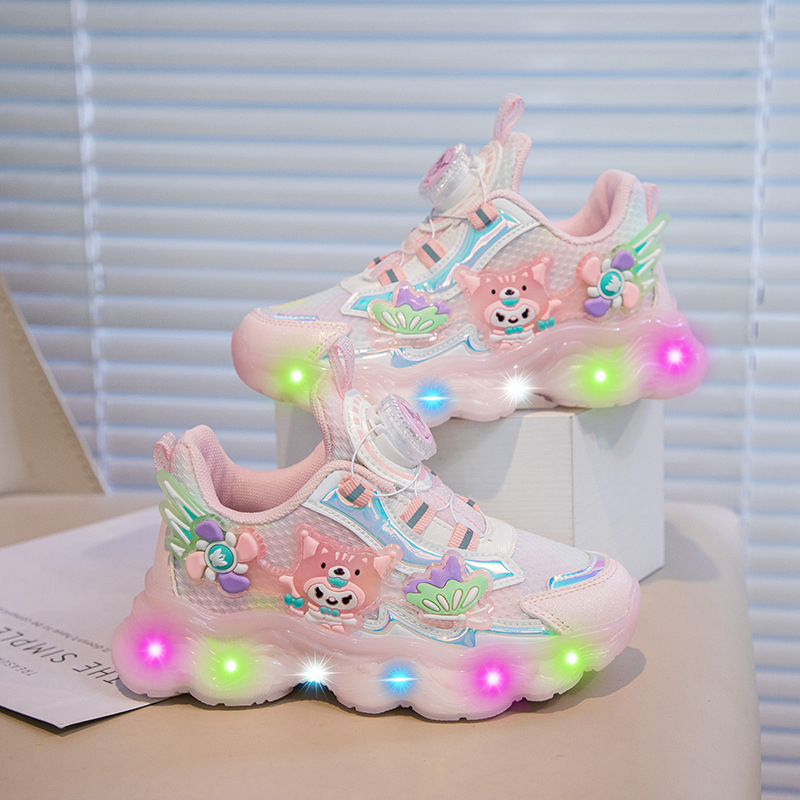 Pantofi sport pentru fete pentru alergare: partea superioară din plasă, talpă EVA, ușori, antiderapante, imprimeu desen animat