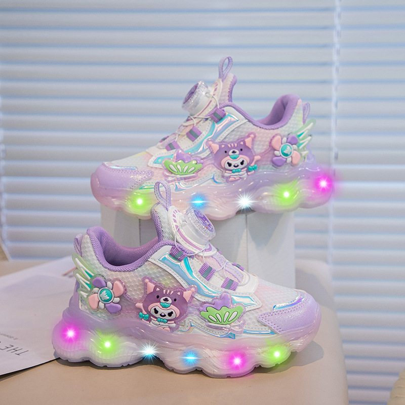 Pantofi sport pentru fete pentru alergare: partea superioară din plasă, talpă EVA, ușori, antiderapante, imprimeu desen animat