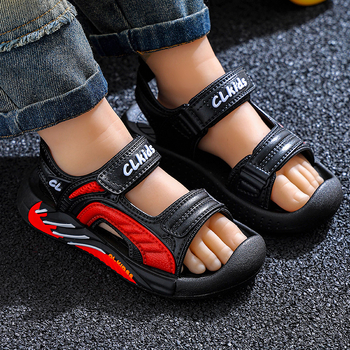 Sandale unisex pentru copii, partea superioară din PVC, talpă din PVC, imprimeu cu desene animate, închidere Velcro