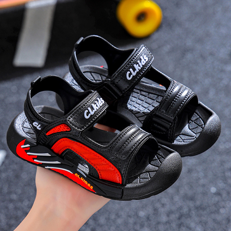 Sandale unisex pentru copii, partea superioară din PVC, talpă din PVC, imprimeu cu desene animate, închidere Velcro