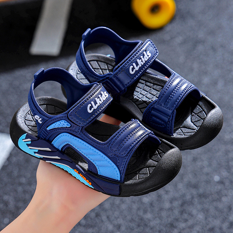 Sandale unisex pentru copii, partea superioară din PVC, talpă din PVC, imprimeu cu desene animate, închidere Velcro