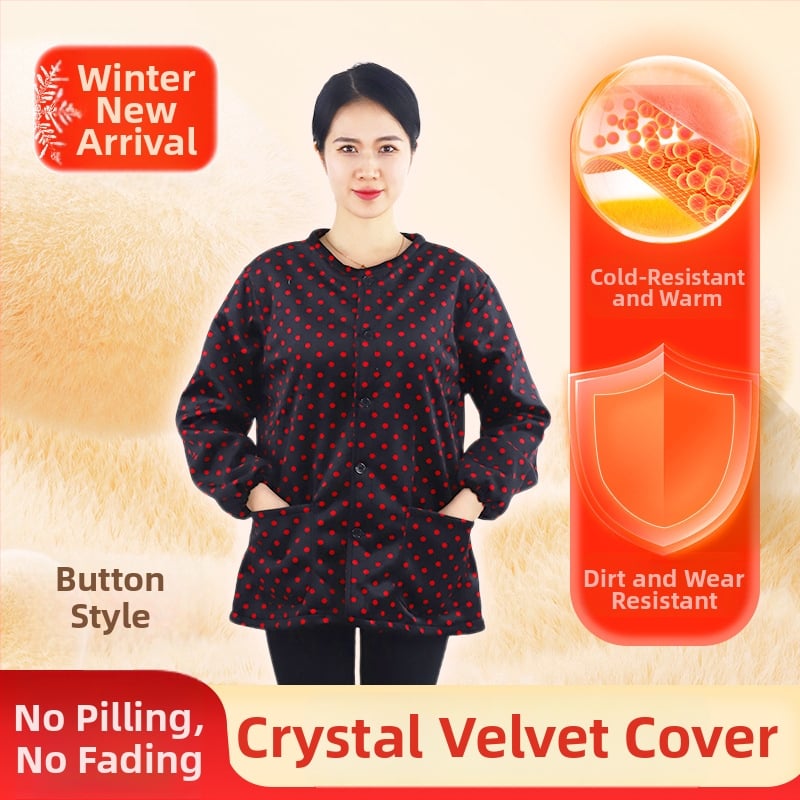 Κορεατικού στυλ ποδιά με μανίκια από κρυστάλλινο βελούδο, αντιβρωμιστικό ρουχισμό εργασίας, μοτίβο κύκλος/καρδιά