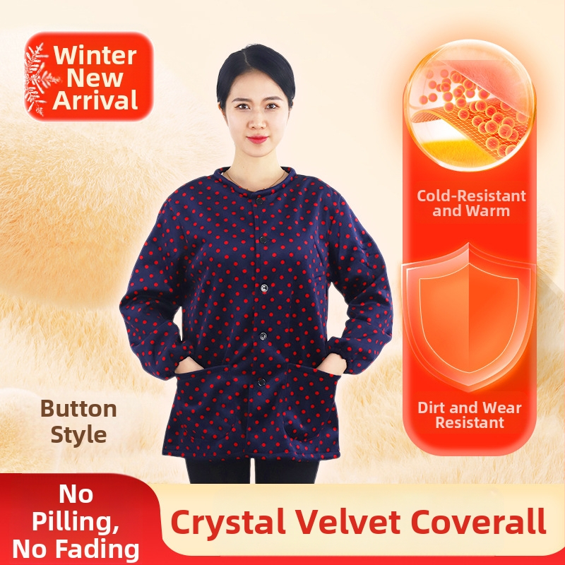 Κορεατικού στυλ ποδιά με μανίκια από κρυστάλλινο βελούδο, αντιβρωμιστικό ρουχισμό εργασίας, μοτίβο κύκλος/καρδιά