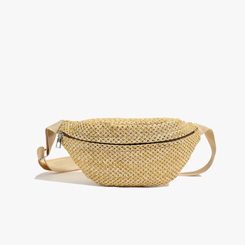 Mini pletena torbica za struk s naramenicom Cross-body (Stil: gradska jednostavnost; Materijal: pamuk i lan; Podstava: sintetička koža; Otvaranje: zatvarač; Unutarnja struktura: džep za ID)