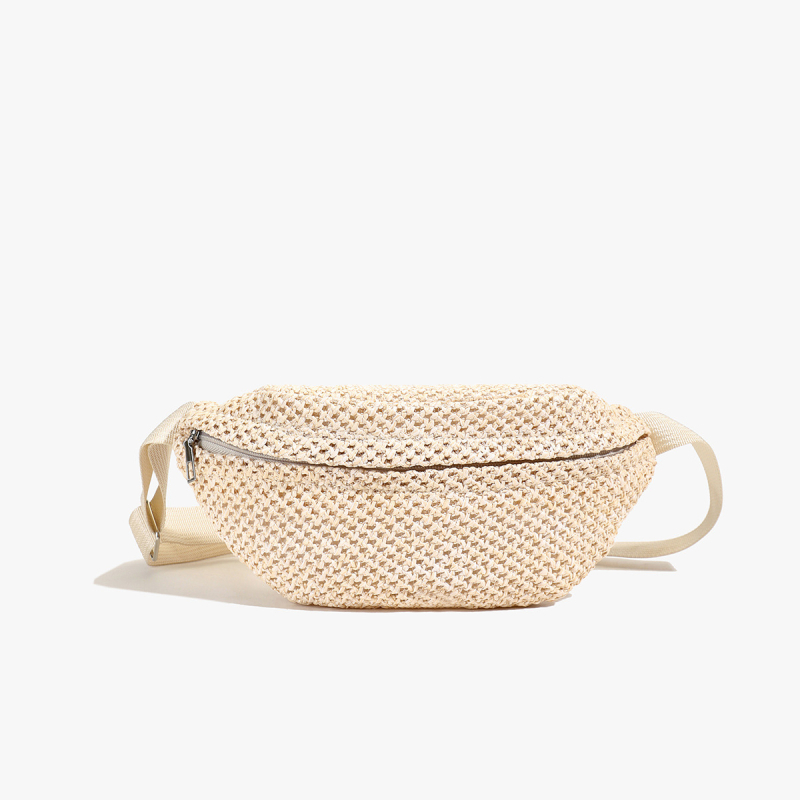 Mini pletena torbica za struk s naramenicom Cross-body (Stil: gradska jednostavnost; Materijal: pamuk i lan; Podstava: sintetička koža; Otvaranje: zatvarač; Unutarnja struktura: džep za ID)