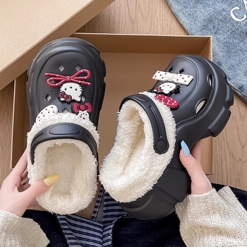 Ženske Crocs papuče s plišanim podstavkom, zimsko-jesenski model, debela potplata 6–7 cm, EVA gornji dio i potplat, protuklizne