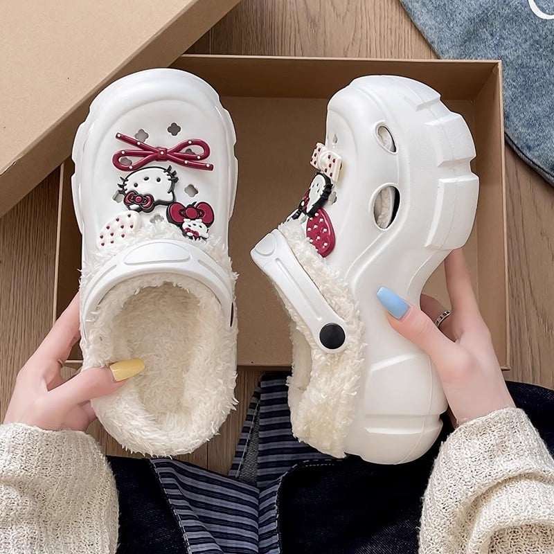 Ženske Crocs papuče s plišanim podstavkom, zimsko-jesenski model, debela potplata 6–7 cm, EVA gornji dio i potplat, protuklizne
