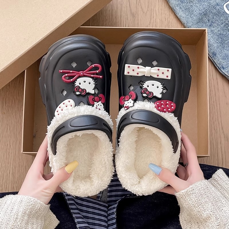 Ženske Crocs papuče s plišanim podstavkom, zimsko-jesenski model, debela potplata 6–7 cm, EVA gornji dio i potplat, protuklizne