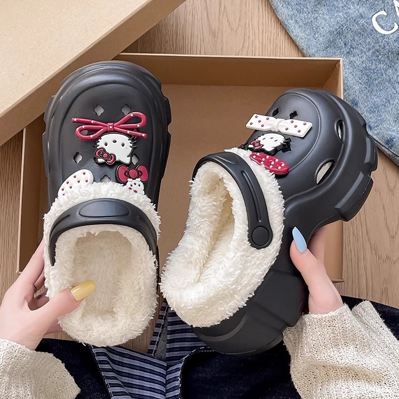 Ženske Crocs papuče s plišanim podstavkom, zimsko-jesenski model, debela potplata 6–7 cm, EVA gornji dio i potplat, protuklizne