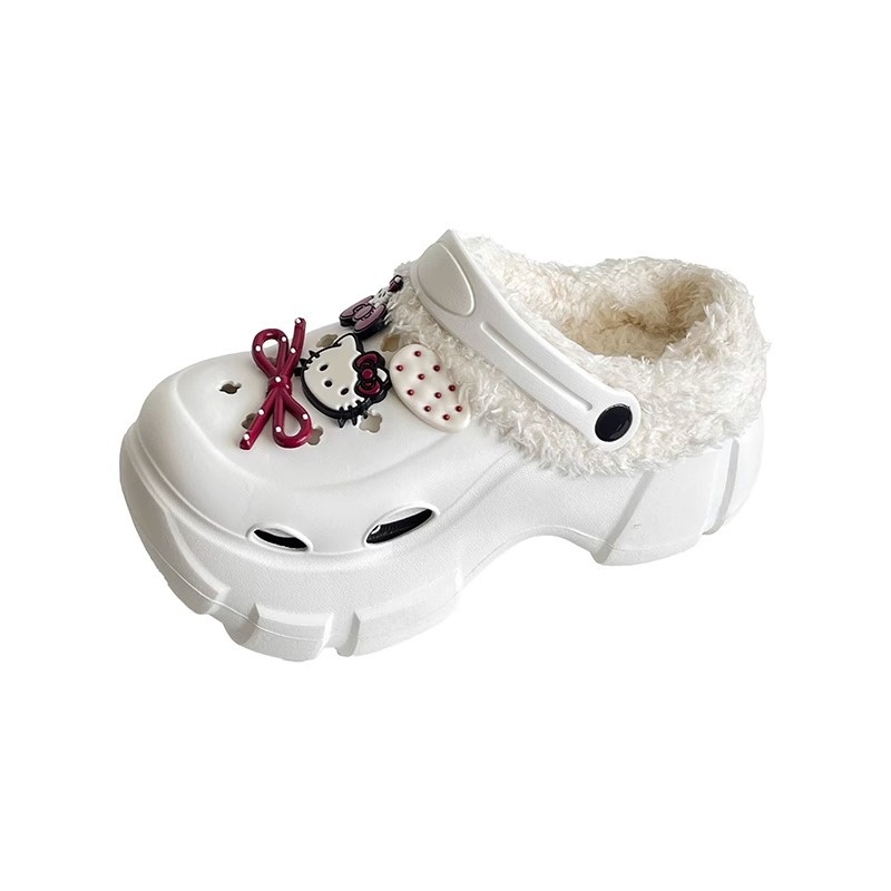 Ženske Crocs papuče s plišanim podstavkom, zimsko-jesenski model, debela potplata 6–7 cm, EVA gornji dio i potplat, protuklizne