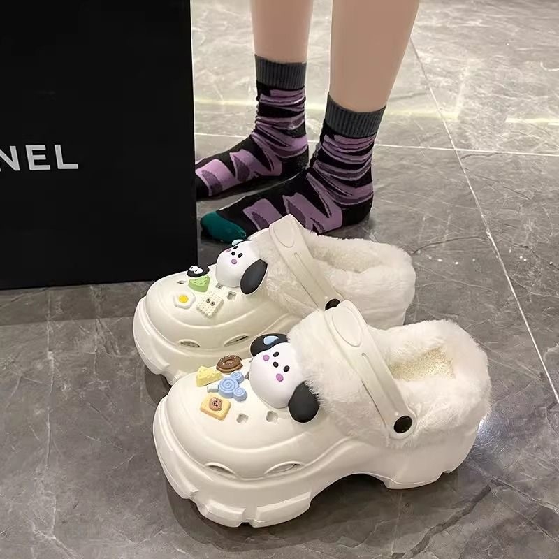 Ženske Crocs papuče s plišanim podstavkom, zimsko-jesenski model, debela potplata 6–7 cm, EVA gornji dio i potplat, protuklizne