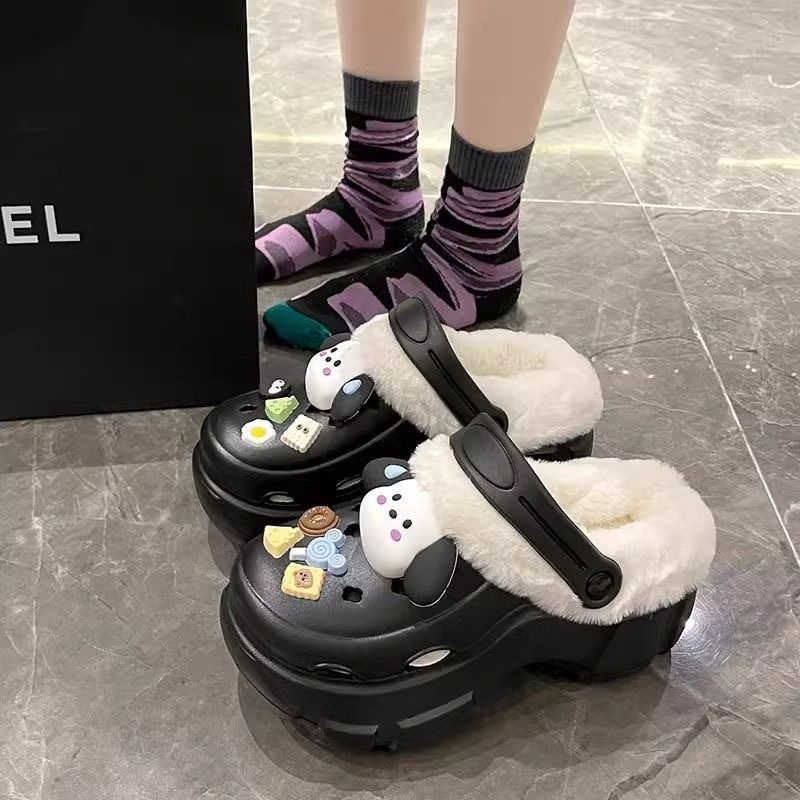 Ženske Crocs papuče s plišanim podstavkom, zimsko-jesenski model, debela potplata 6–7 cm, EVA gornji dio i potplat, protuklizne