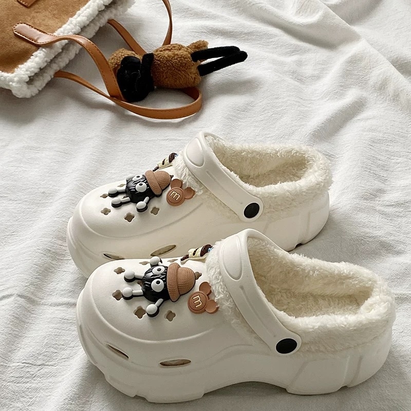 Ženske Crocs papuče s plišanim podstavkom, zimsko-jesenski model, debela potplata 6–7 cm, EVA gornji dio i potplat, protuklizne
